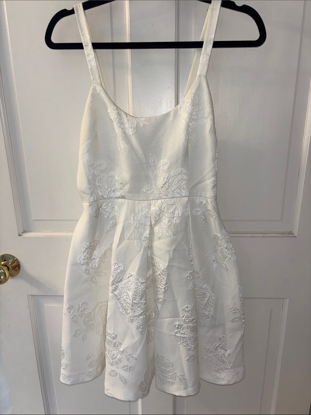 Forever 21 White Floral Jacquard Fit-and-Flare Dress